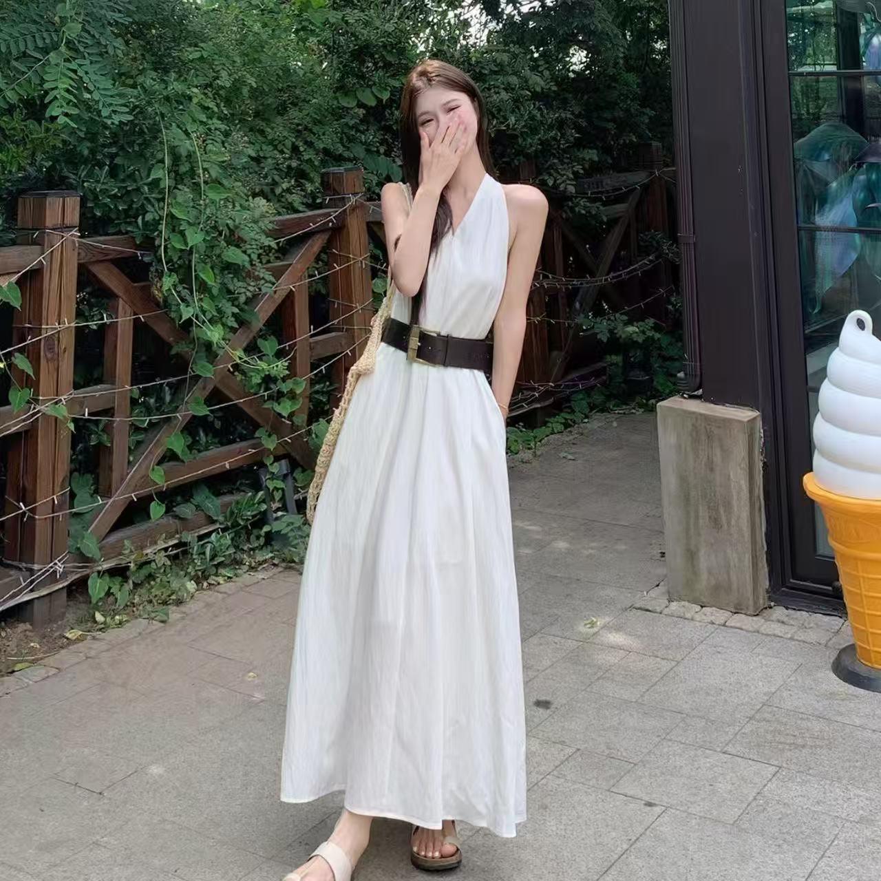 Шикарное роскошное летнее платье с V-образным вырезом, облегающего кроя L белый