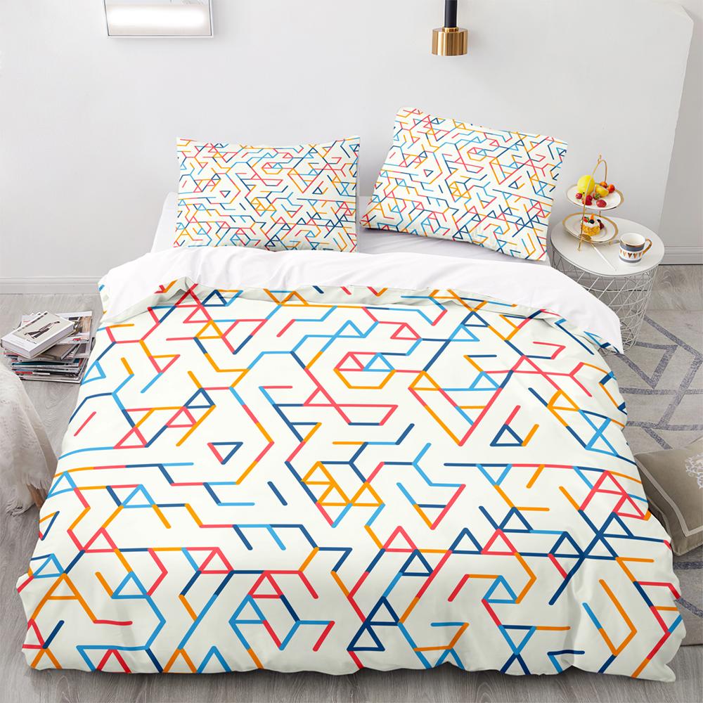 3D Printed Gray Geometric Pattern Duvet Cover Set King Queen Twin Full Size Polyester Comforter Cover for Kids Teen Bedding Set