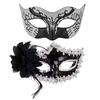 Venetian Painted Phantom Mask Halloween Carnival Party Jazz Half Face Mask Curved Horn Gold Glitter Decor Unisex