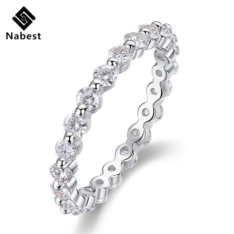 Nabest Platinum Plated CopperLad Grown Diamond Rings Full VVS1 D 3EX Moissanite Wedding Band for Women Jewelry