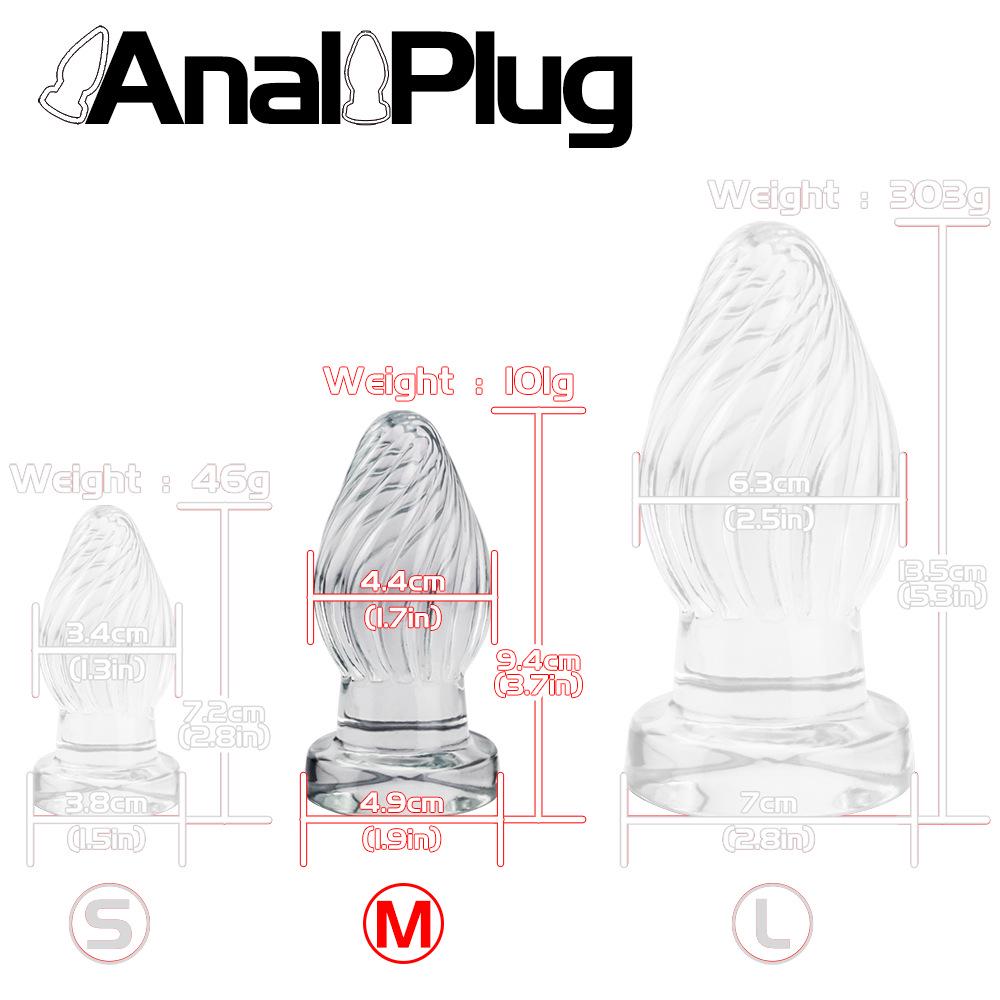 Multi-size Transparent Rear Hole Anal Plug with Suction Cup and Soft Stimulation for SM Play