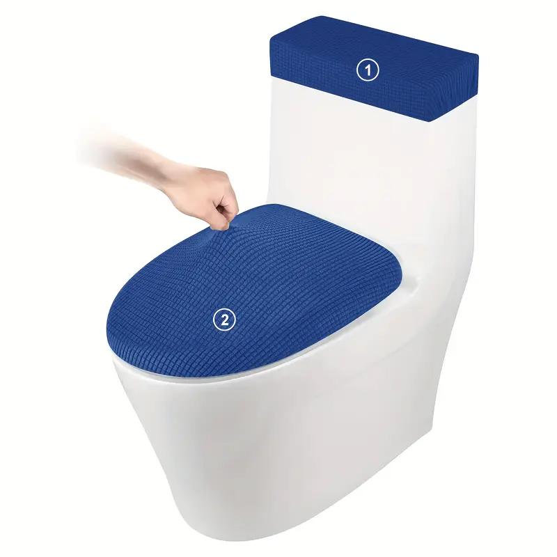 2Pcs/Set FleeceToilet Seat Cover Elastic Solid Color Toilet Lid and Tank Covers Toilet Cushion Pad Protector Case for Home Hotel