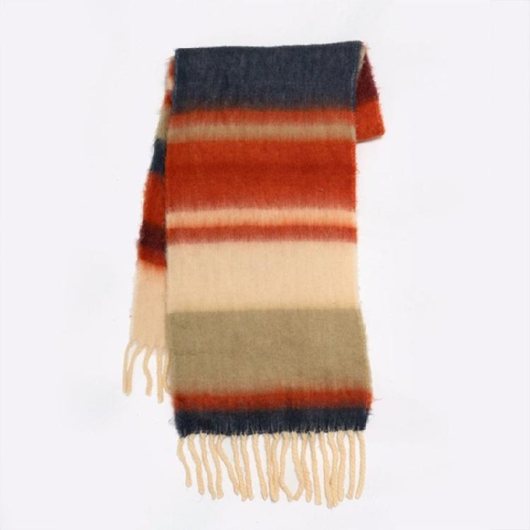Striped Scarf Long Knitted Scarf Neck Warmer Women Scarf Lightweight Neck Wrap