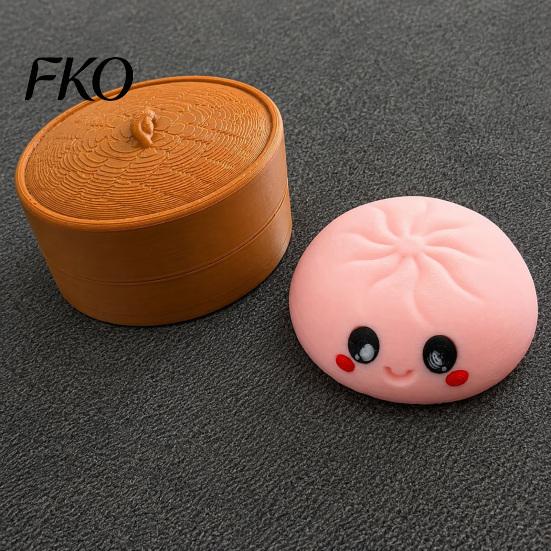 Knödel-Dekompressionsspielzeug Cartoon-Klicker mit Dampfgarer, 3D-gedrucktes lächelndes gedämpftes sensorisches Brötchen-Spielzeug, Form Finger für Stress