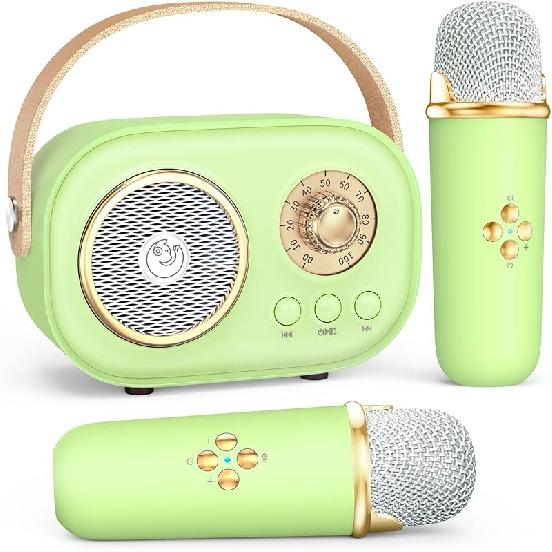 Mini Karaoke Machine with 2 Wireless Microphones,Portable Bluetooth Karaoke Machine for Kids Toys Gifts Boys Girls 3 4 5 6 7 8 9 10 11 12+ Years Old
