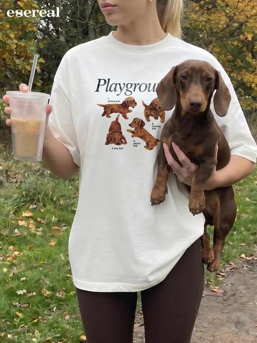 Oversized Y2K print T-shirt  Playground 4XL