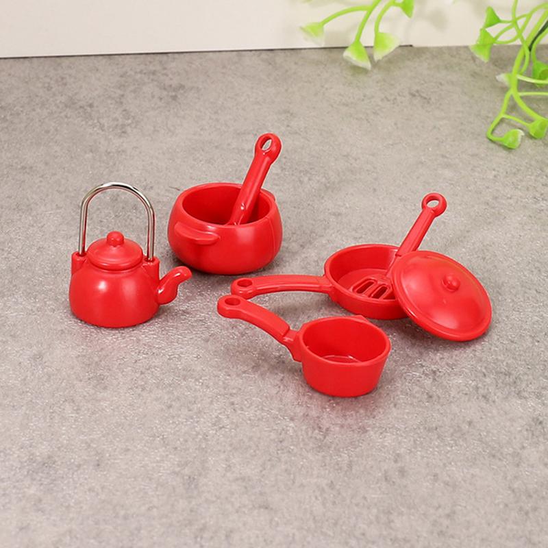 1 Set Kids Toys 1:12 Dollhouse Miniature Soup Pot Spoon Pan Kettle Model Kitchen Cookware Accessories Diy Decoration