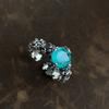 Trendy Sterling S925 Silver Mint Green Zircon Open Ring For Womens Fashionable Accessory