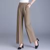 Women's Plus Size High Waist Straight-leg Cropped Pants – Elastic Waist Trousers (Sizes XL-6XL) for Summer