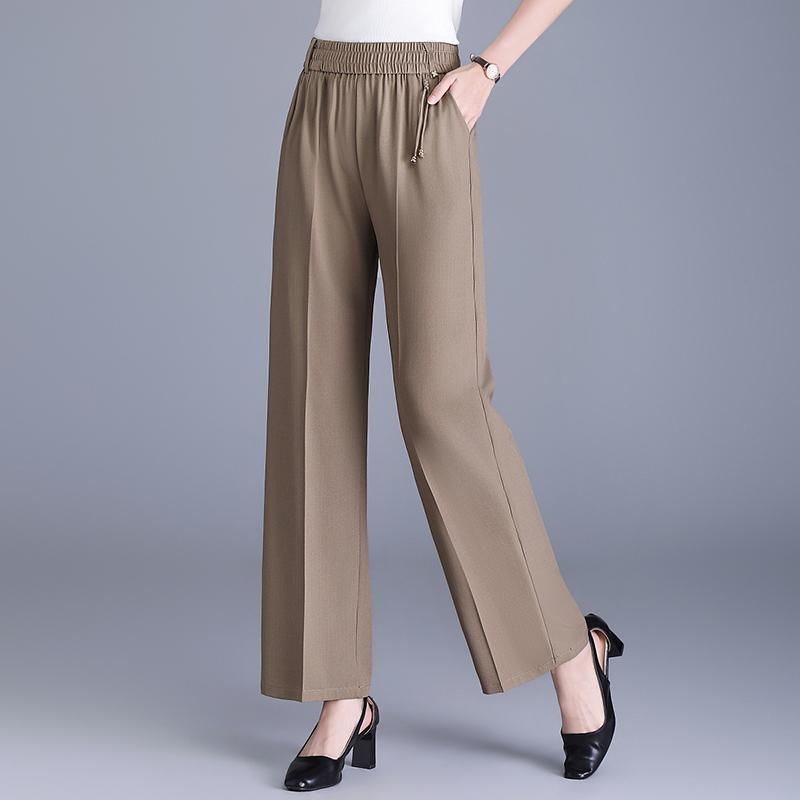 Women's Plus Size High Waist Straight-leg Cropped Pants – Elastic Waist Trousers (Sizes XL-6XL) for Summer