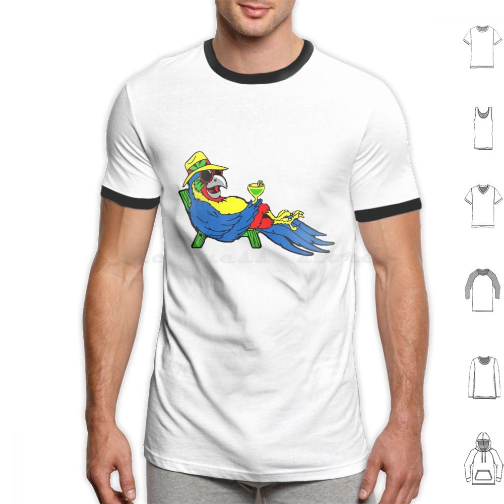 T-shirt Parrot Nyelonjor 6xl Coton Cool Jimmy Buffett Plage Parrothead Margaritaville Buffett Perroquet Surf Pirate