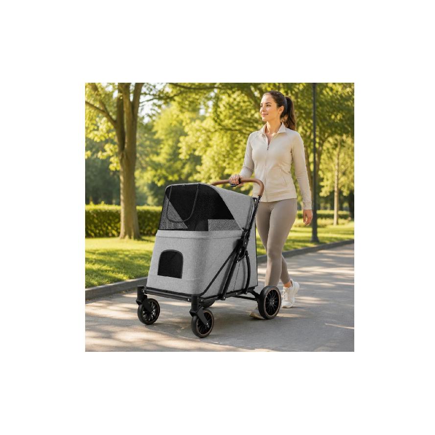 Large Dog Stroller Swivel Wheels Foldable Pet Stroller Pet Travel Enclosed for Other Pets, Outdoor Walking, Transport