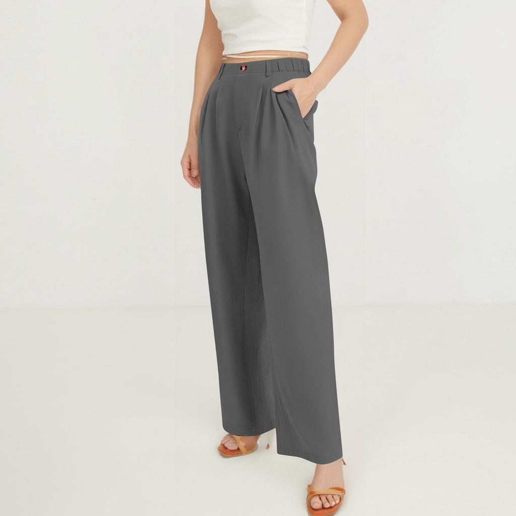 Women's Casual Fashion Wide Leg Pants High Waist Long Wide Leg Pants Button Long Pants With Pockets Casual Pants