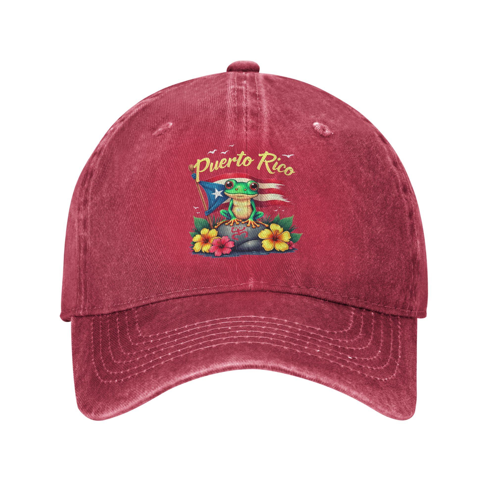 

Hispanic Heritage Month Puerto Rico Coqui Frog Taino Symbol Baseball Cap Summer Trucker Hat Breathable Tennis Skate Snapback Cap One Size красный