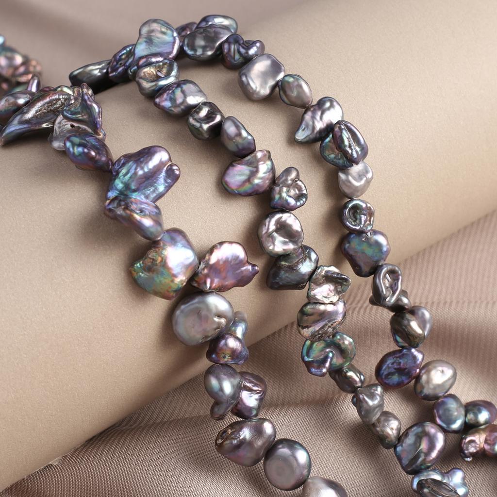 1String, Black Natural Freshwater Pearls, Baroque Irregular Pearl Beads, 6-9mm, for DIY Jewelry Making, Unique Birthday Party Wedding Crafts, 36cm