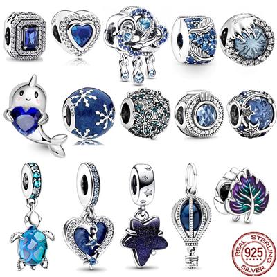 Celestial Shooting Star Heart Balon aer dublu și albastru Dangle Charms Mărgele se potrivesc cu bijuterii de brățară din argint 925 originale