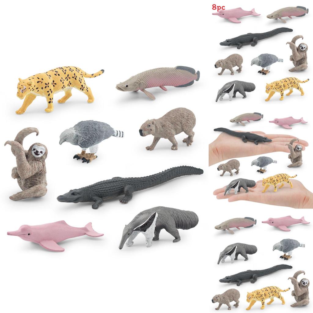 Crocodile Dolphin South American Animal Model Set Plastic Decor For Nature Enthusiasts