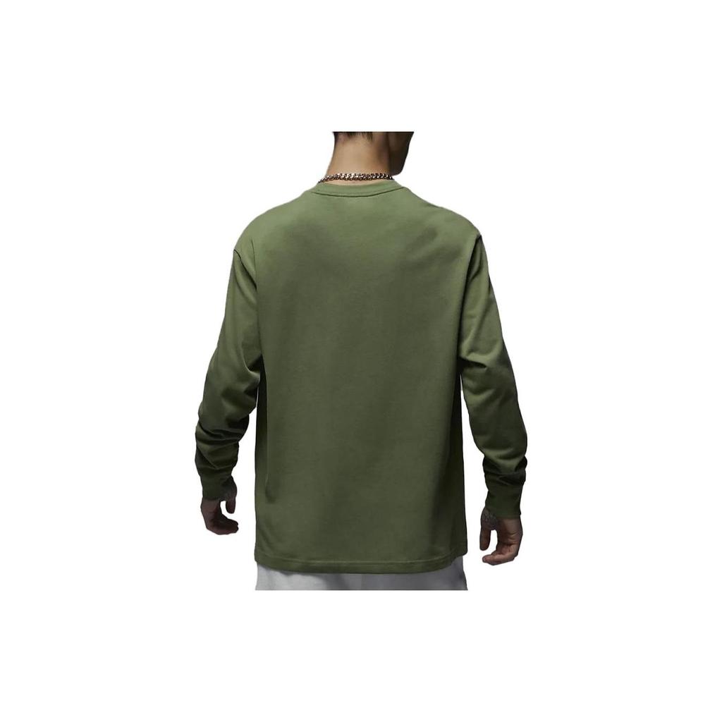 Jordan Wordmark Solid Crew Neck Casual Sport Long Sleeve T-Shirt Men Tops Green FJ0703-340