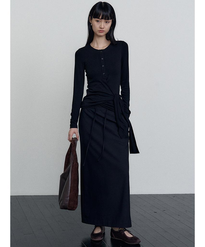 Make A Toast Relaxed Maxi Skirt Black Mbefsk001Bk