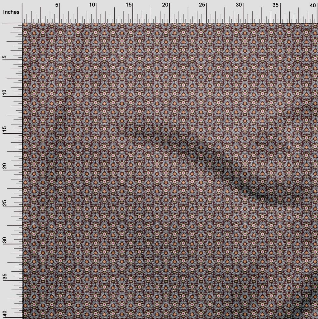 oneOone Cotton Flex Brown Fabric Asian Suzani  Sewing Fabric By The Yard Printed Diy Clothing Sewing Supplies 40 Inch