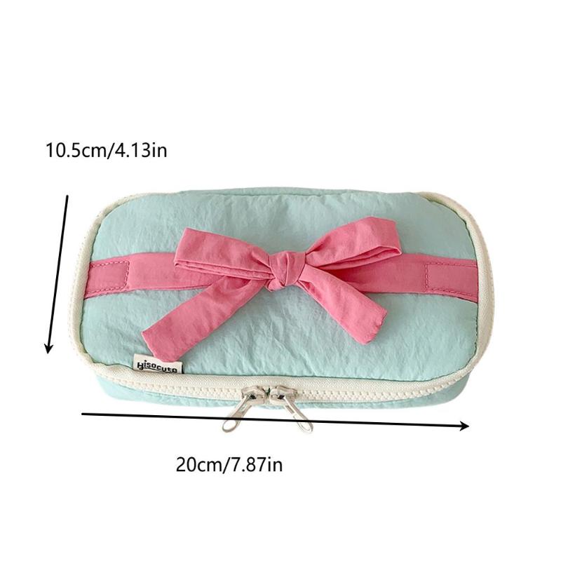 Candy Color Ballet Style Soft Pencil Case Girl Bowknot Stationery Storage Bag High-Value Vertical Pencil Case