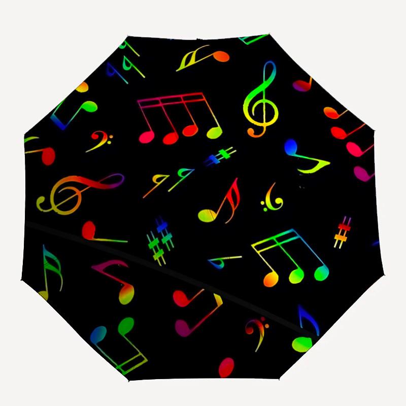 

1pc Music Notes Automatic Folding Umbrella - Portable Collapsible 8-Rib Umbrella for All Seasons yy251119182