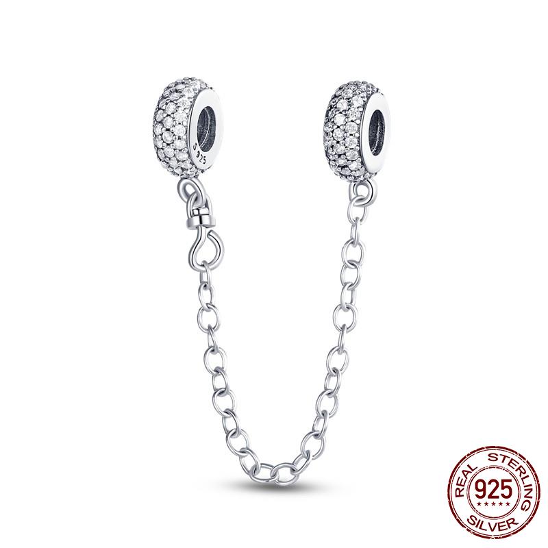 925 Silver Clasp CZ Pave Daisy Beads Stopper Clip Fit Original Bracelet Jewelry 1