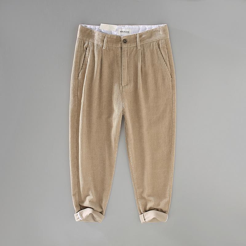 

Осенние мужские брюки в японском стиле ретро вельветовые брюки повседневные 100 хлопка прямые серые брюки костюмный стиль деловые мужские брюки XXXL хаки