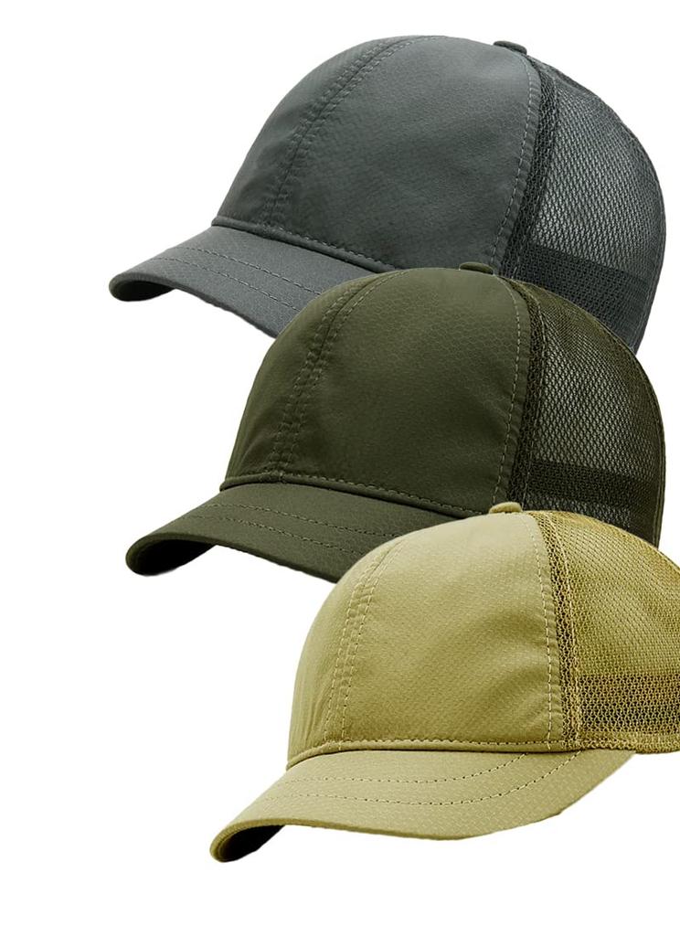 Short brim mesh short trail running cap [Laquest] cap, brim, (gray)