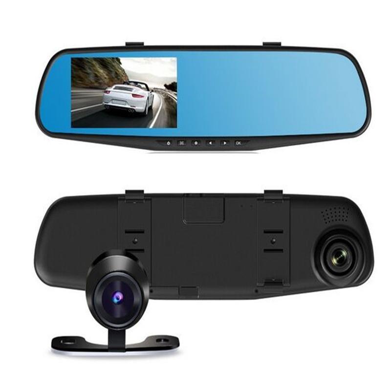 4.3 inch 1080P HD Dual Lens G-sensor 170 Rear View Mirror Car DVR Camera Recorder