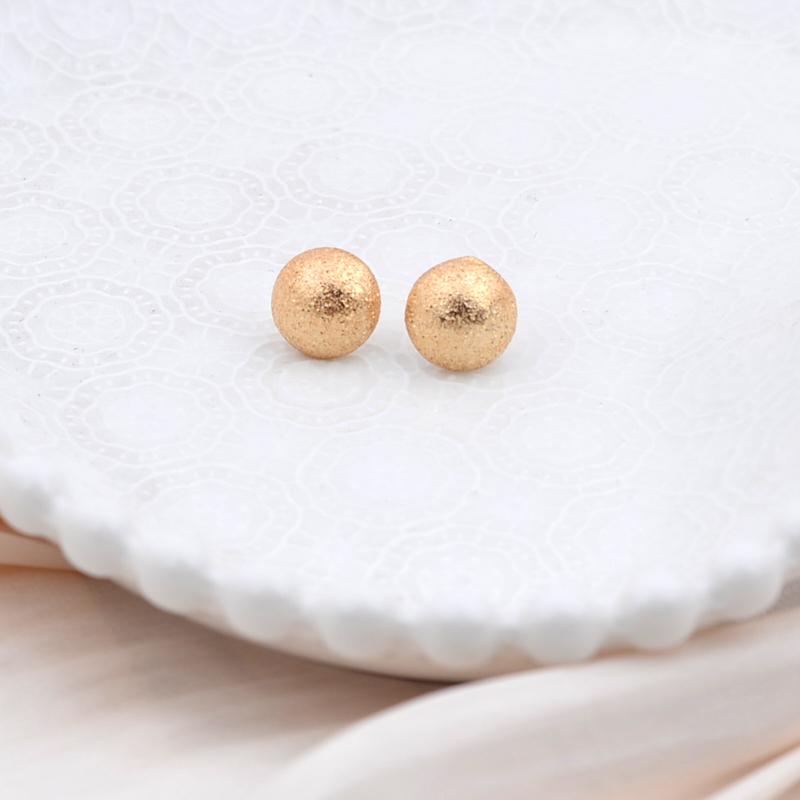 Small Golden Stud Earrings for Women Geometry Frosting Metal Half Round Earrings Minimalist Trendy Jewelry Accessories