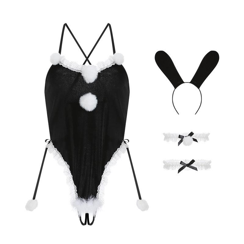 Sexy Lingerie Cosplay Bunny Christmas Dress Seduction One-piece Tight Uniform Open Crotch Suit
