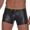 Men's Sexy Patent Leather Imitation Leather U Convex Button Low Waist Flat Angle Briefs