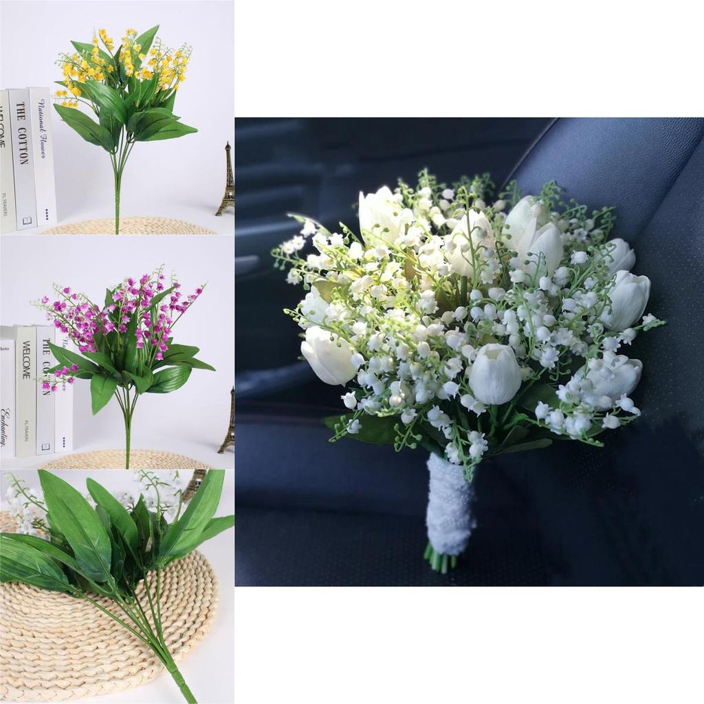 Premium 7 Branch Artificial Lily Of The Valley Flowers For Bridal And Party Decor