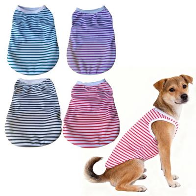 Gilet a Righe per Cani Abbigliamento Casual Senza Maniche Girocollo per Animali Domestici Cucciolo