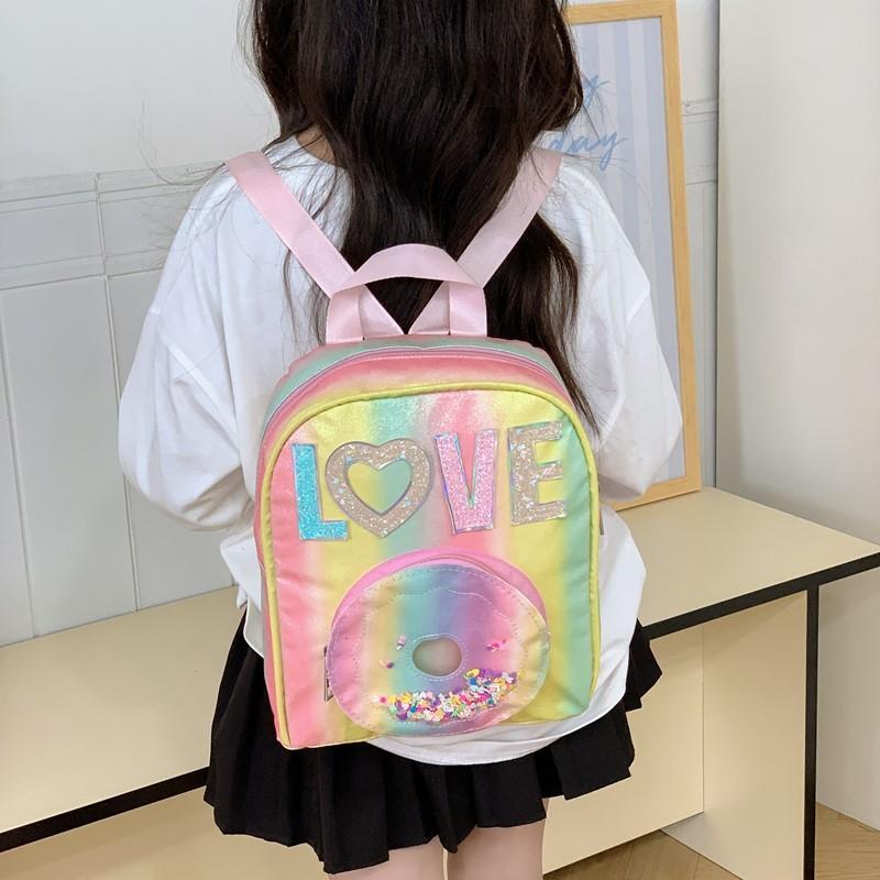 Fashion Letter Sequin Bag Preschool Girls School Backpack With Design Cartoon