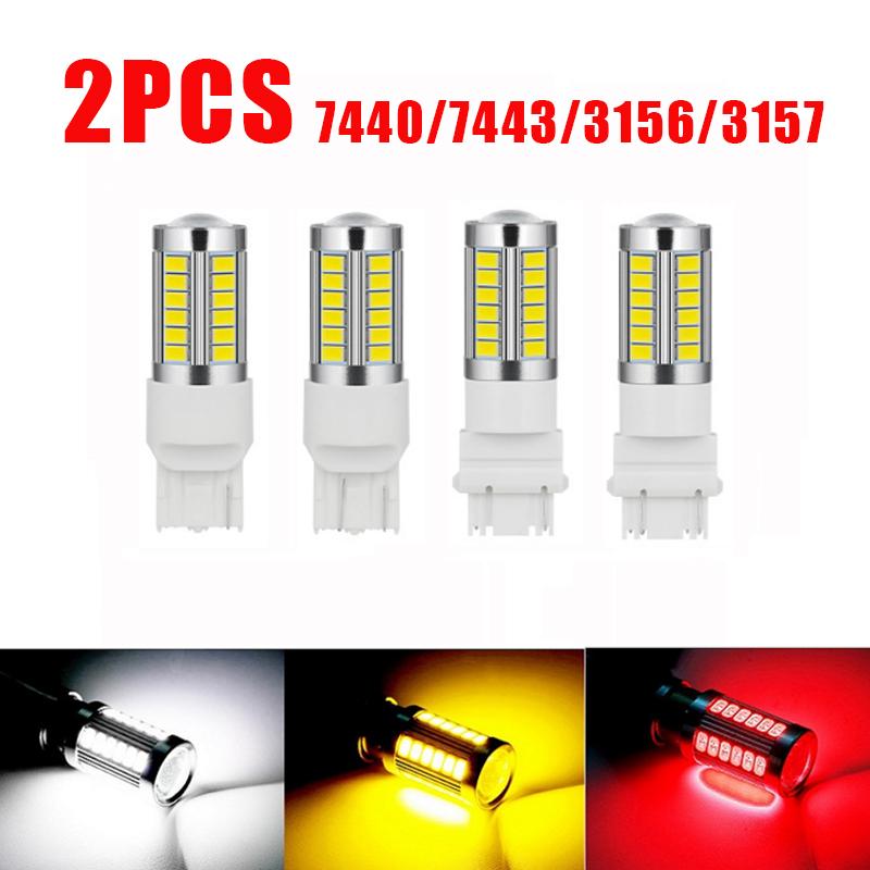 2 PCS PY21W P21/5W 1156 Ba15s 1157 Bay15d For Car LED Bulbs Turn Signal Light 12V 33SMD 7000K White Brake Reverse Parking Lamps Bulbs 7