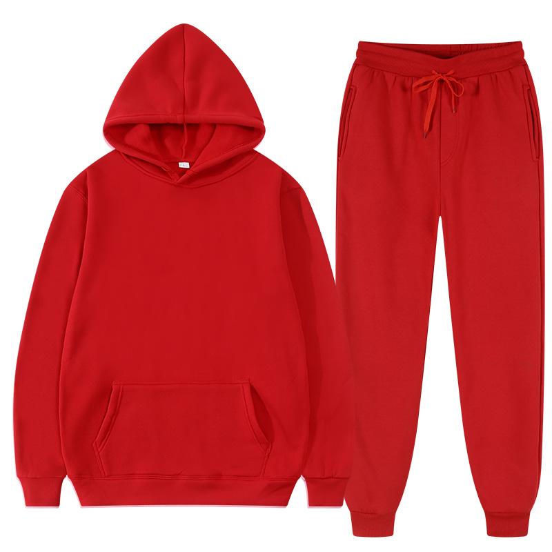 Einfarbig Hoodie Set Tasche Langarm Frauen Hoodie Herbst Casual Jogger Anzug Trainingsanzug Sweatshirt Frau Pullover Chandals Hombre