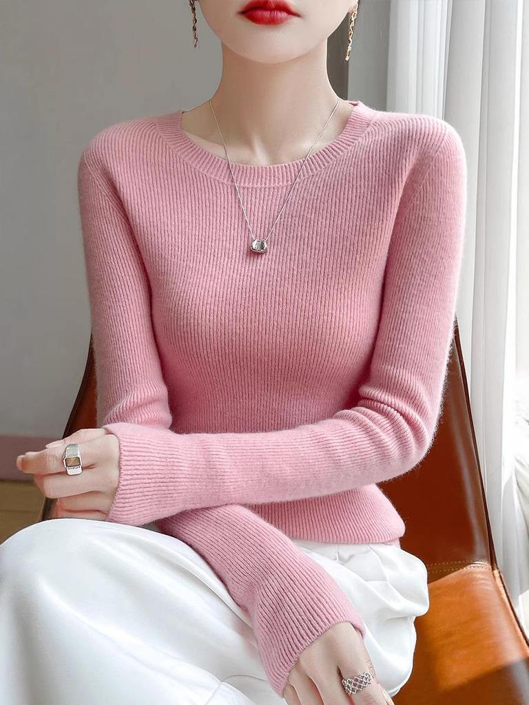 Maglione da Donna a Collo Tondo Basso in Maglia Slim per Autunno e Inverno