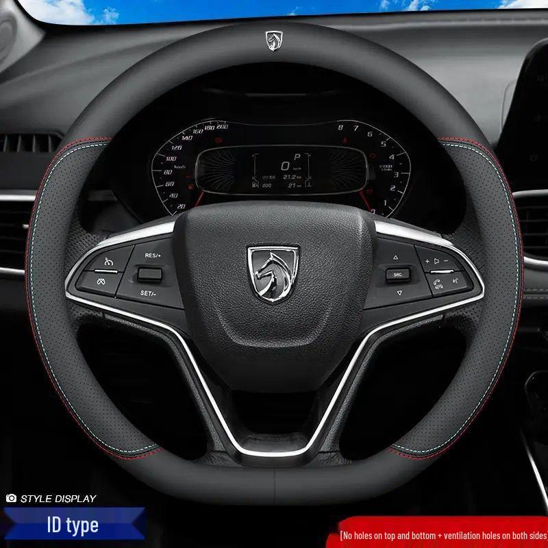 Genuine Leather Ultra-thin Breathable Anti-slip Steering Wheel Cover for All Seasons