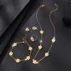 Shining Plum Blossom Plant Five Leaf Flower Plant Jewelry Set Bracelet Necklace Earrings Women's Clover