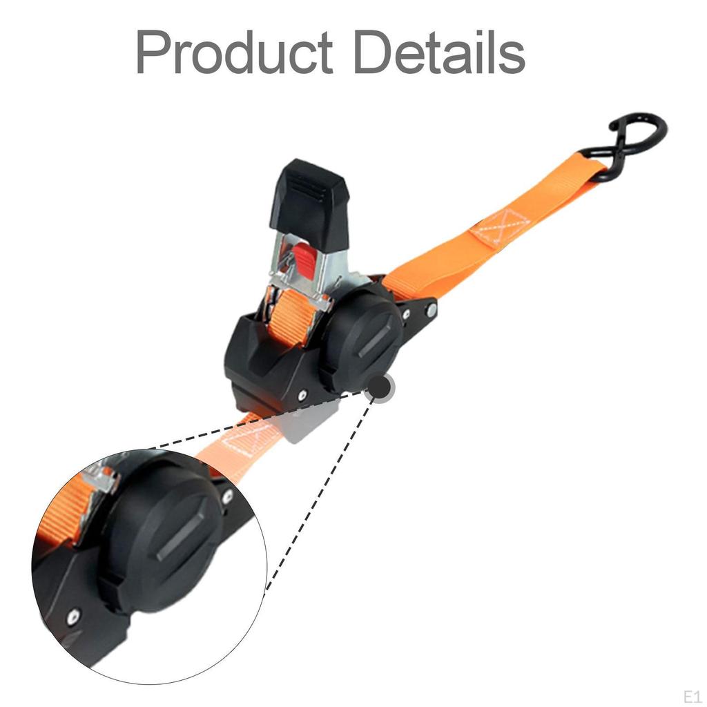 Auto Retracting Tie Down Strap Heavy Duty Polyester Multifunctional Self Tightening for Trailers,