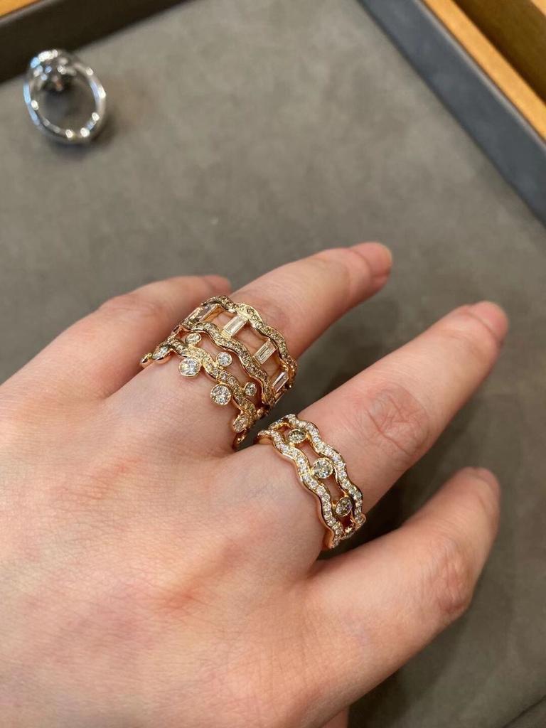 High New 2023 Sale Trendy Top Quality Europe Famous Brand Classic Gifts Luxury Jewelry Rings For Women Wave Design Engagement