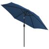 300 Cm Metal Mast Sun Umbrella In Azure Blue