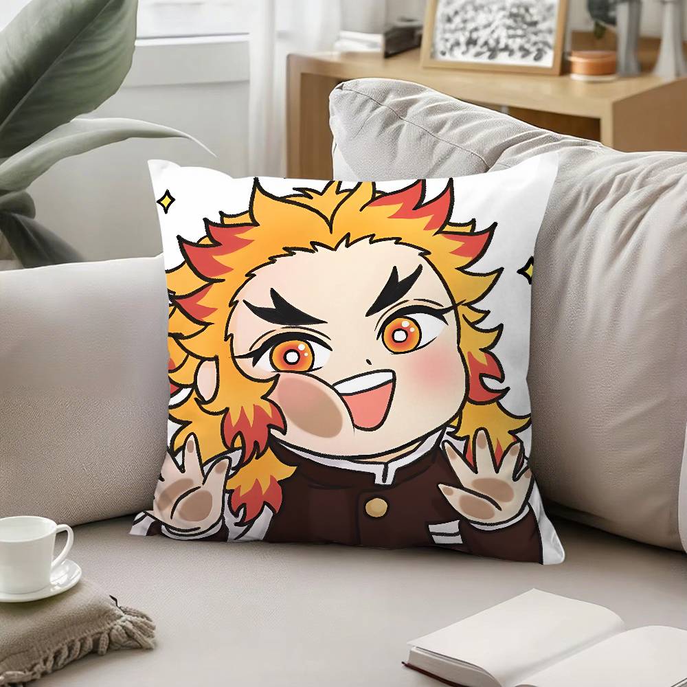 

Крутая наволочка K-kyoujurou Rengoku, чехол для подушки, мягкая, милая, накидка на подушку для автомобиля, дивана, наволочка из полиэстера на молнии 16x16Inch