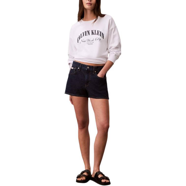 Calvin Klein Letter Round Neck Pullover Long Sleeve Sweatshirt Women sweatshirt 47F818G-YAF