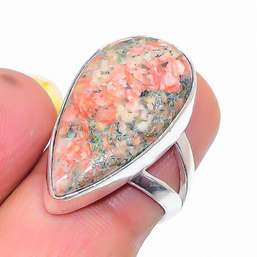 Unakite Gemstone Handmade 925 Sterling Silver Jewelry Ring Size 6 SU-11476