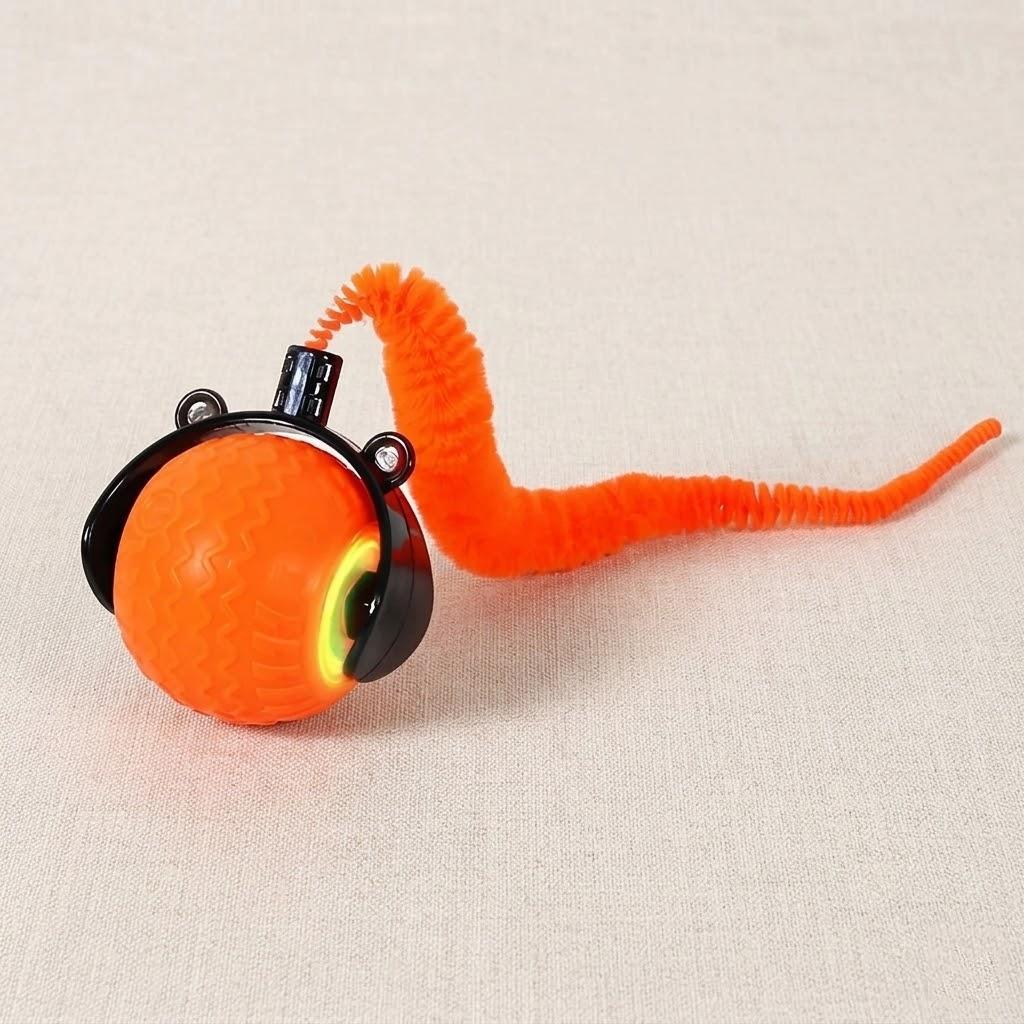 

Automatic Rotating Interactive LED Cat Toy Smart Obstacle Avoidance Playful Pet Entertainment оранжевый
