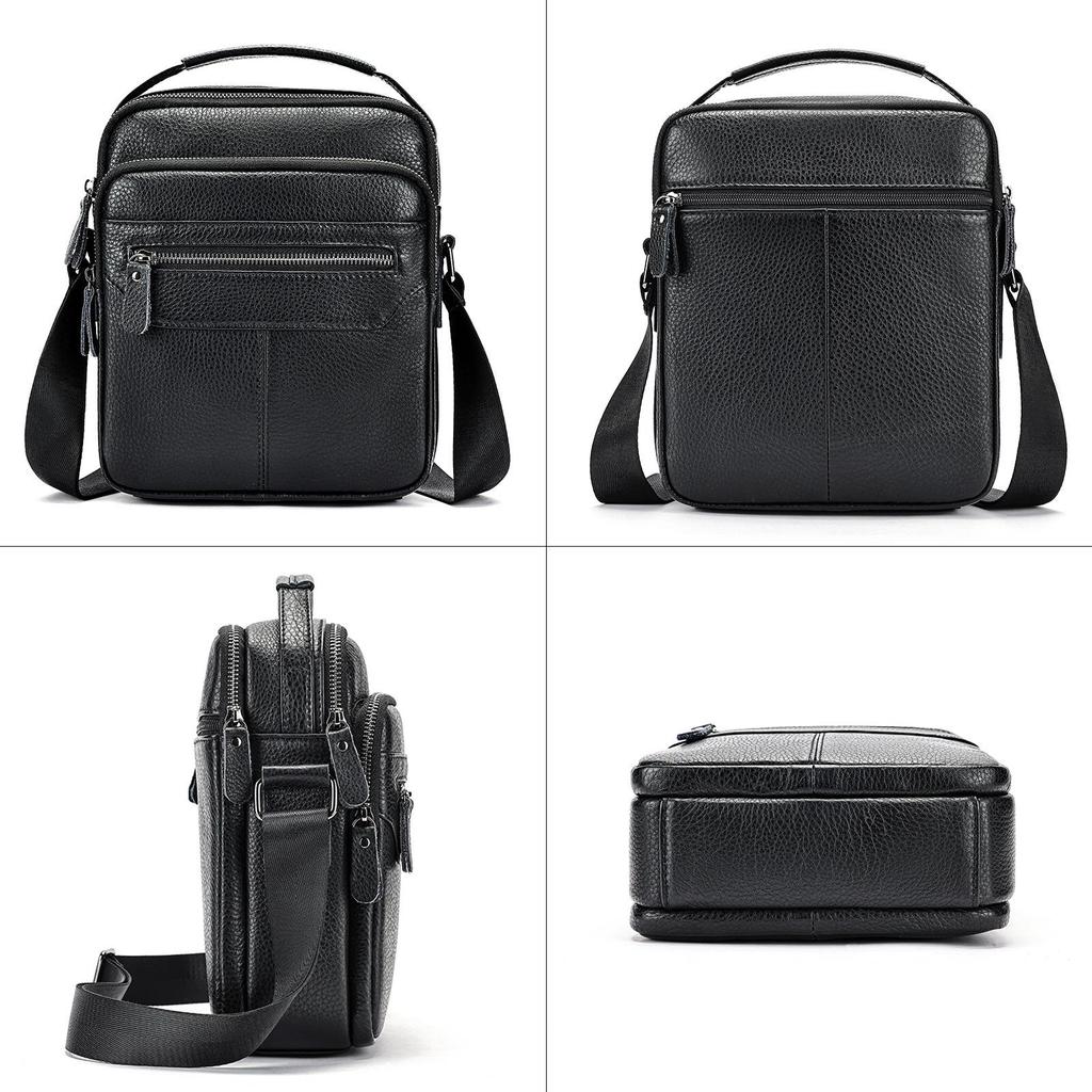 Malunte Men's Genuine Leather Single Shoulder Crossbody Bag – Soft Cowhide Small Backpack
