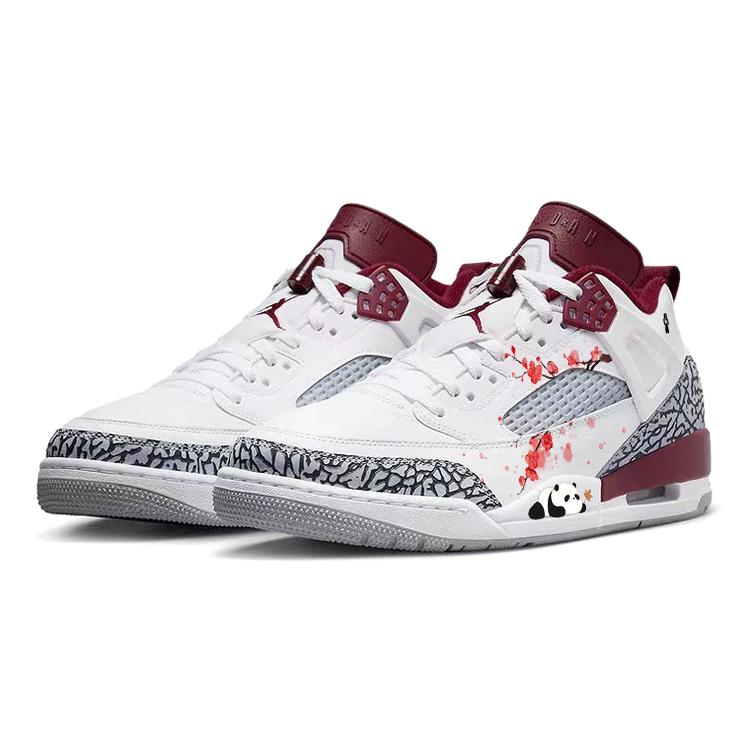Jordan Spizike Red Plum And Wax Plum, Panda Lying On Its Stomach Abrasion Resistant Slip Resistant Low top FQ1759-106(Team56-)